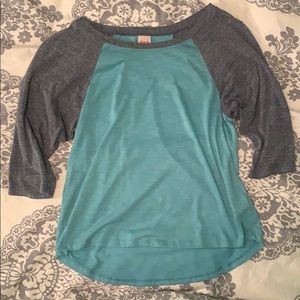 Blue and grey baseball tee